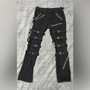 Black Buckle Strap Pants